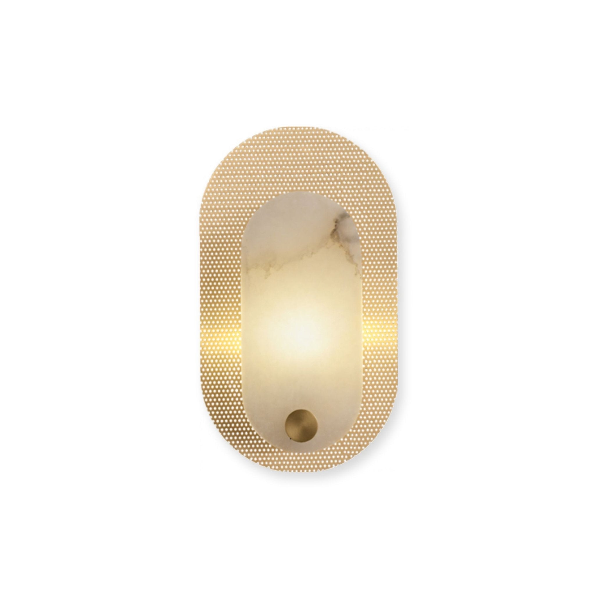 Perforated Oval Alabaster Wall Sconce-Neutral Decor