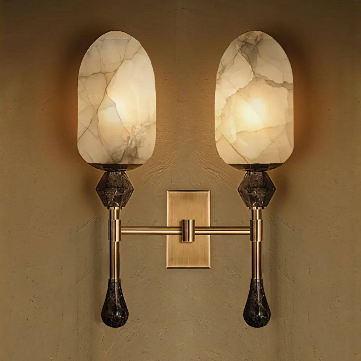 Mila Vintage Alabaster Double Sconce-Neutral Decor