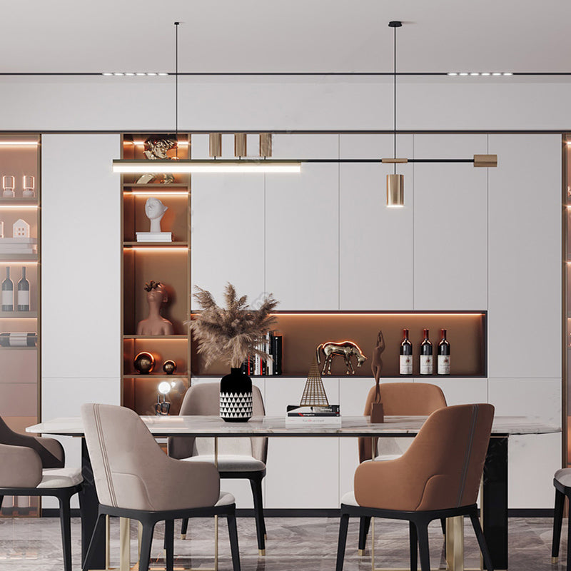Arisha Modern Minimalist Liner Pendant Light, Gold/Black 5 Head - Neutral Decor
