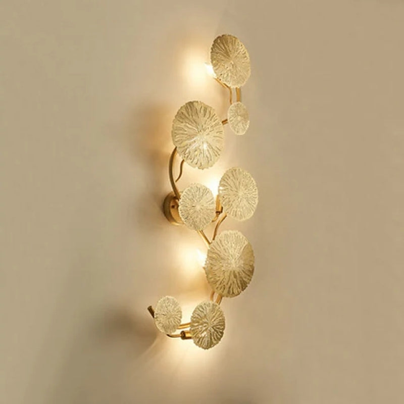 Arisha Modern Metal Round Lotus Leaf Wall Lamp, Gold - Neutral Decor