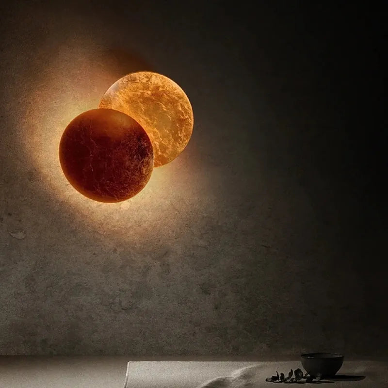 Arisha Modern Minimalist Round Moon Eclipse Wall Lamp - Neutral Decor