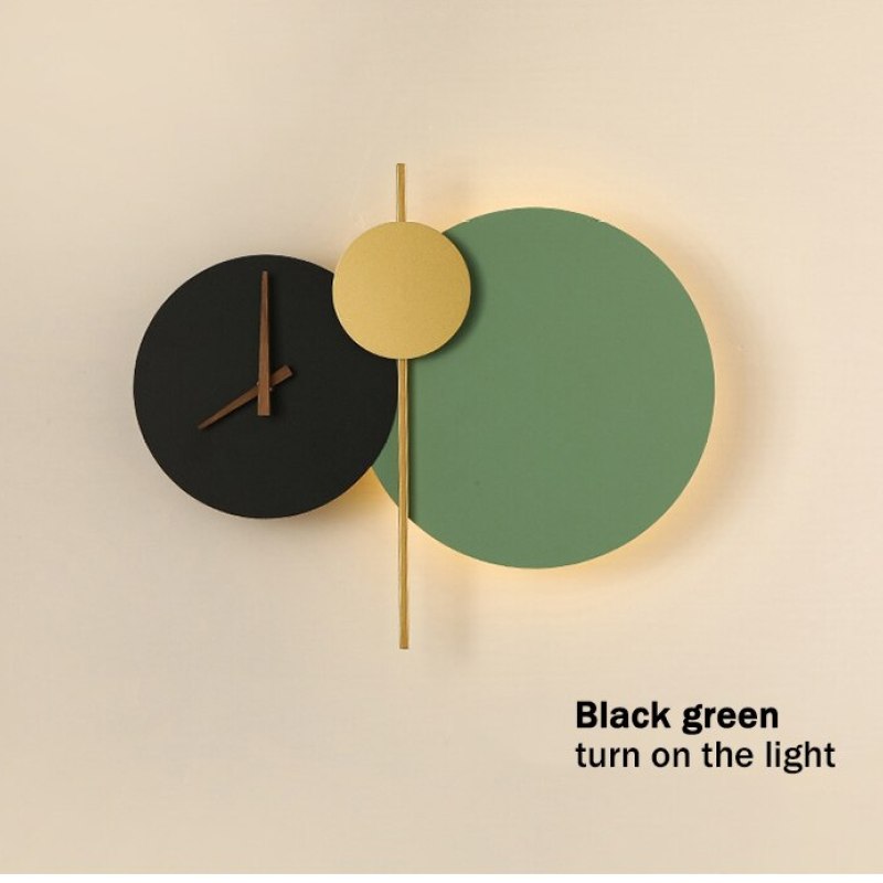 Arisha Modern Clock Metal Painted Wall Light LED Light Bedroom - Neutral Decor