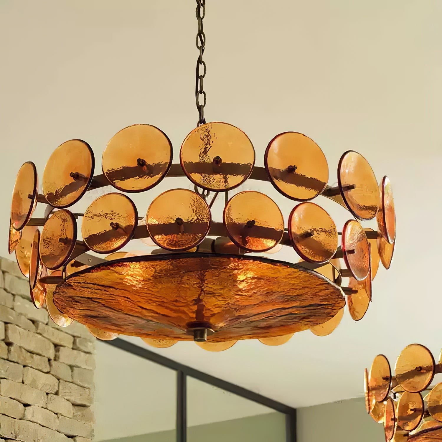 Aurora Chandelier Murano Glass Disc Vintage-Neutral Decor