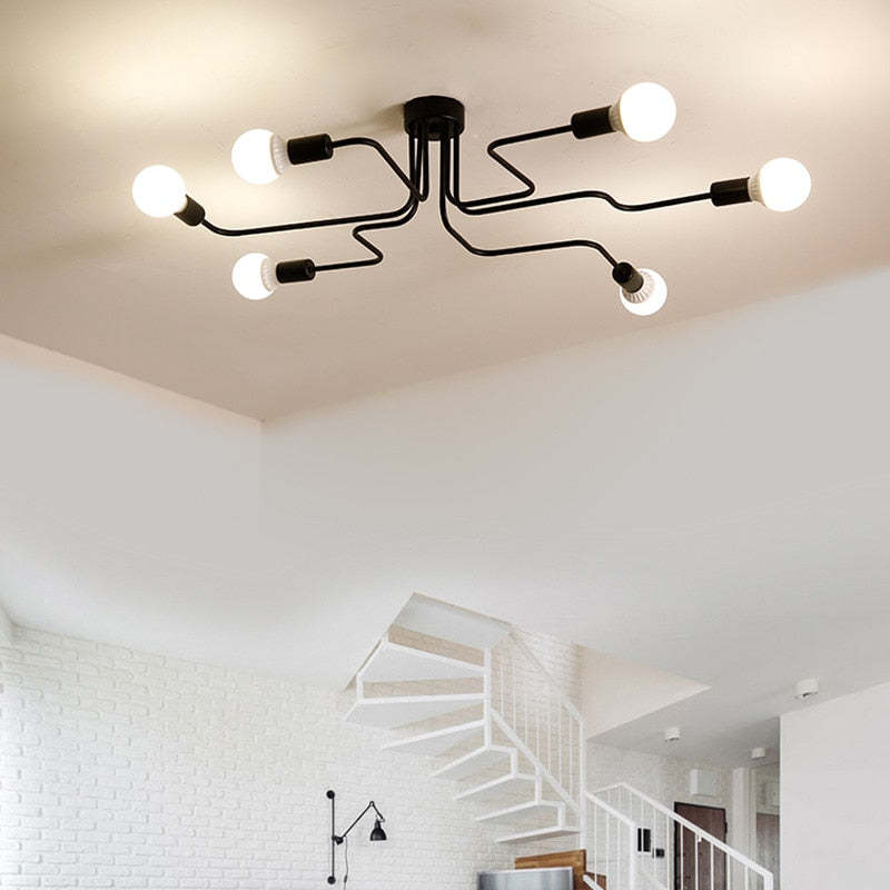 Arisha Vintage Modern Minimalist Industrial Metal Black Ceiling Lamp - Neutral Decor