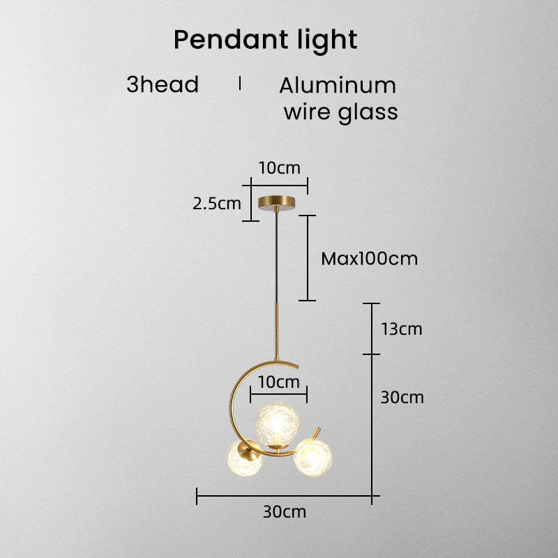 Valentina Modern Glass Globe Pendant Light, Metal & Glass, 3 Style - Neutral Decor