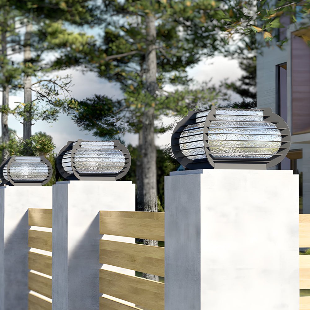 Shelley Lattice Hardiwred/Solar Steel Outdoor Post Pier Mount Light
