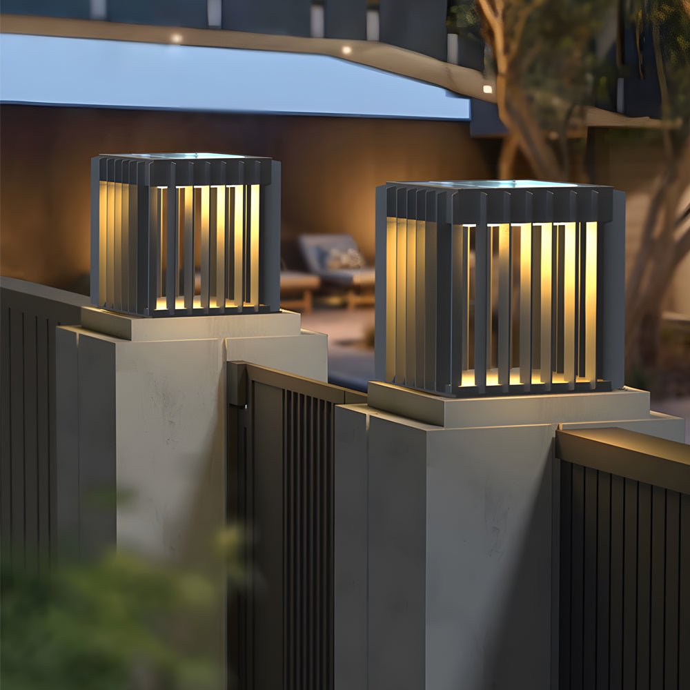 Freen Square Pier-Mount Wired Steel Outdoor Post Pillar Light