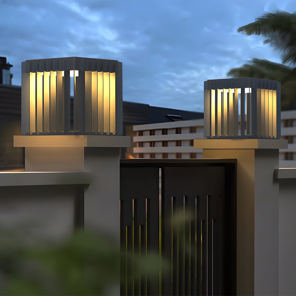 Freen Square Pier-Mount Wired Steel Outdoor Post Pillar Light
