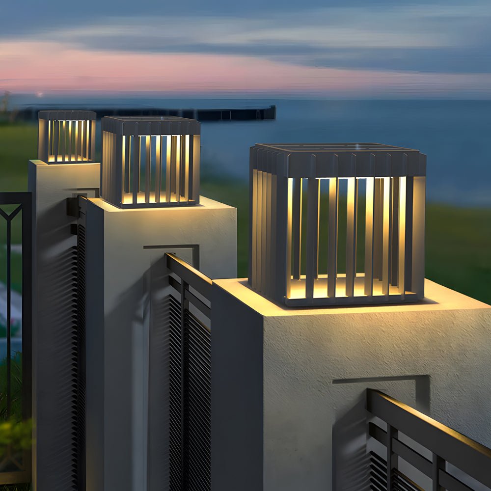 Freen Square Pier-Mount Wired Steel Outdoor Post Pillar Light
