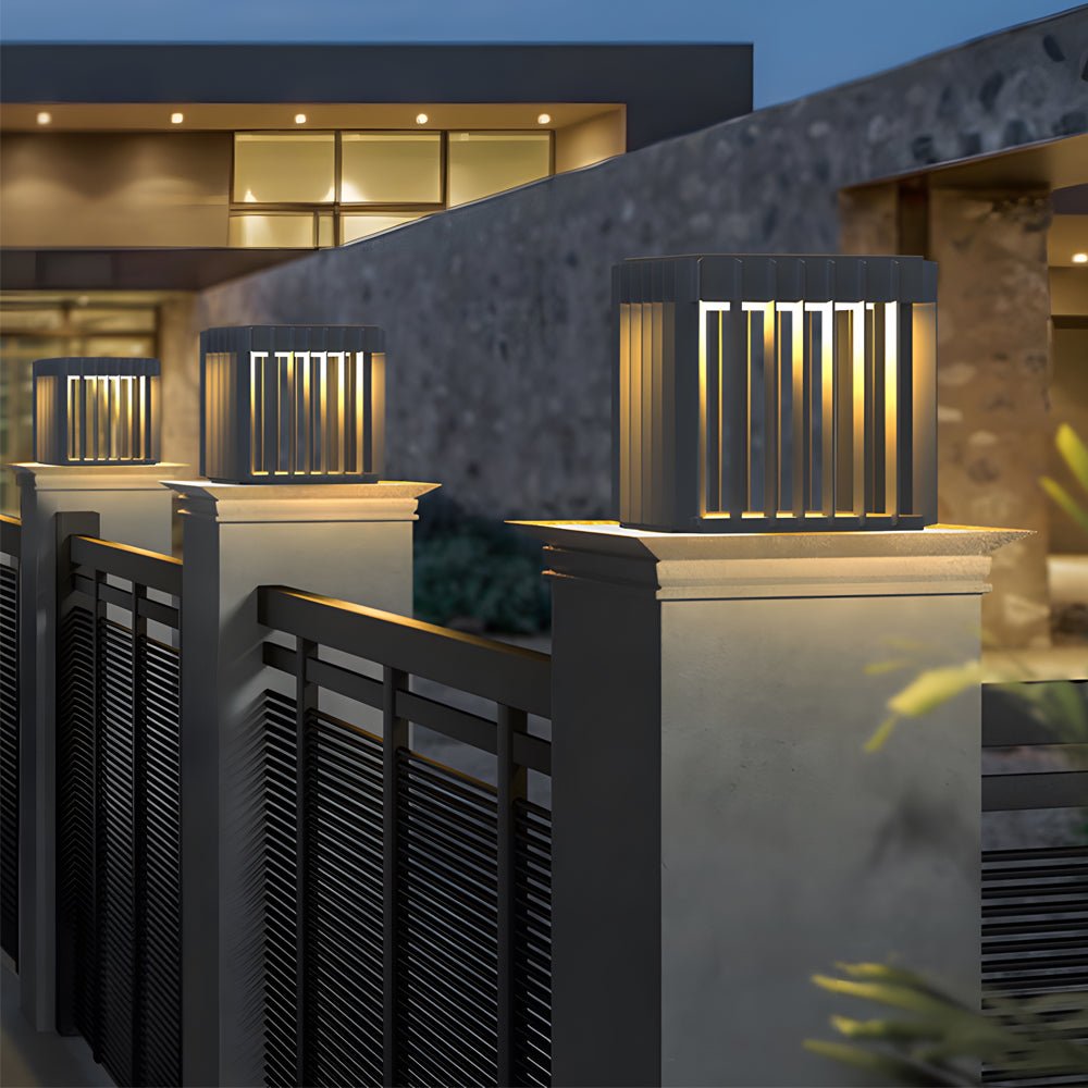Freen Square Pier-Mount Wired Steel Outdoor Post Pillar Light