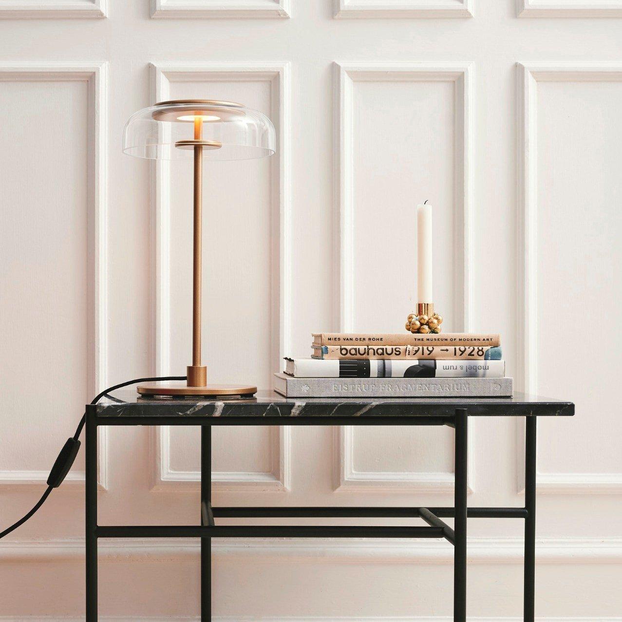 Salem Table Lamp Clear Glass Shade Wood Base-Neutral Decor