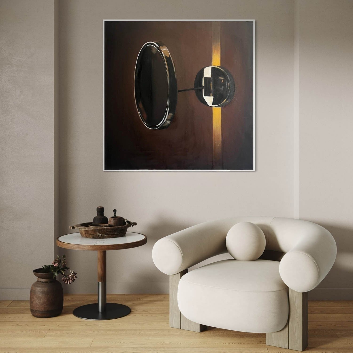 Wall Art Sleek Textured Metallic Ring - Neutralighting