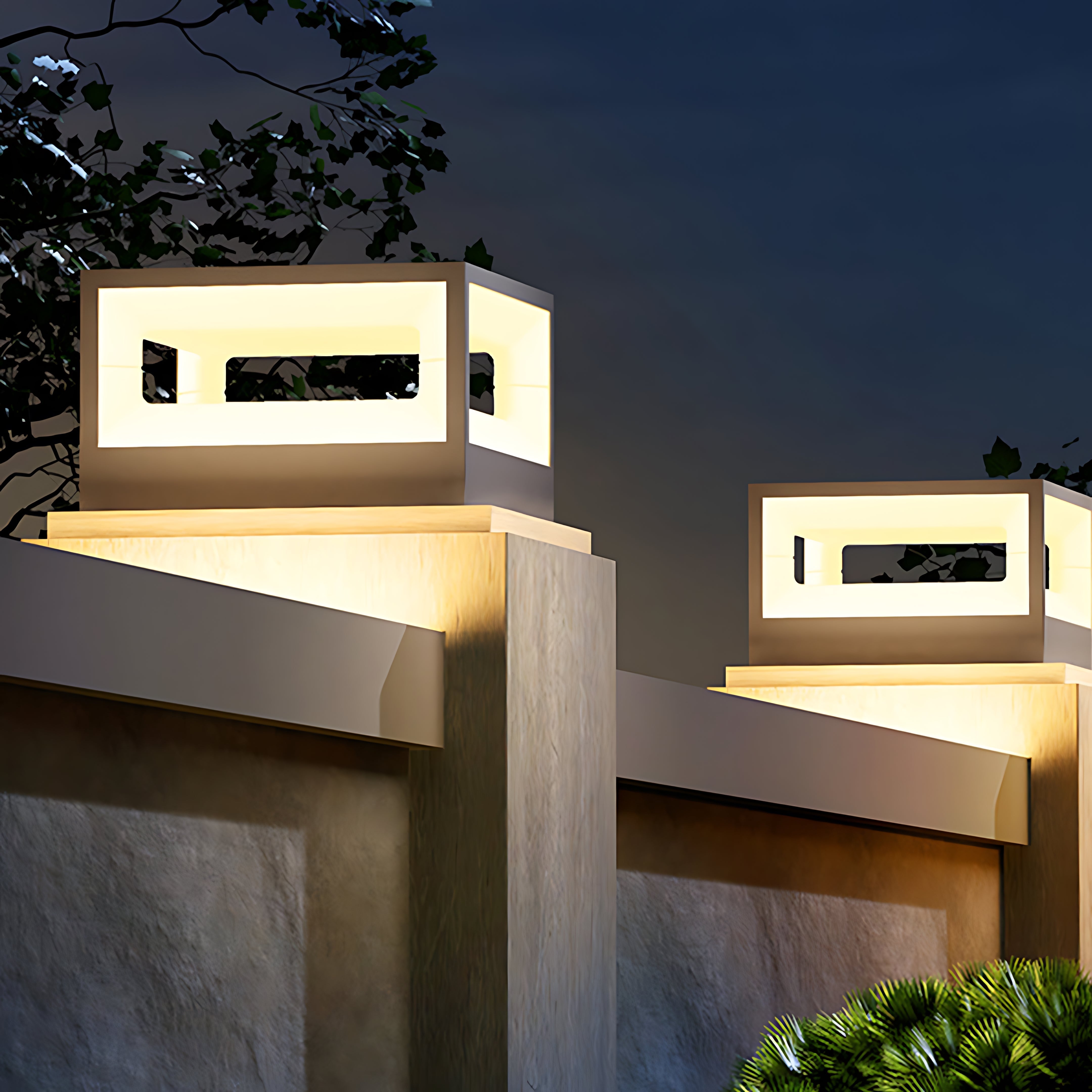 Lolass Hollow Square Stell Outdoor Pillar Light