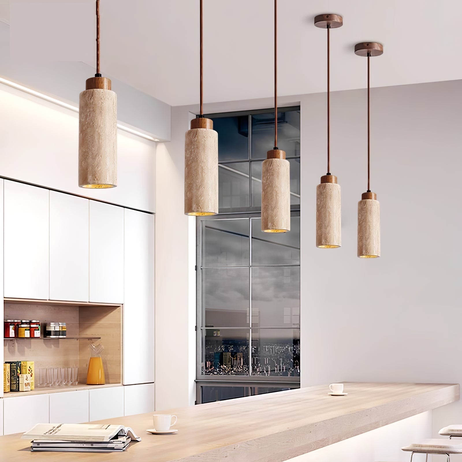 Avloris Travertine Pendant Light-Neutral Decor
