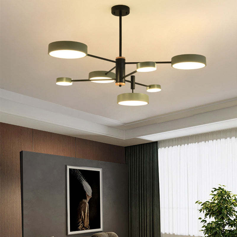 Arisha Pendant Light LED, Metal & Wood, Grey/White/Gold - Neutral Decor