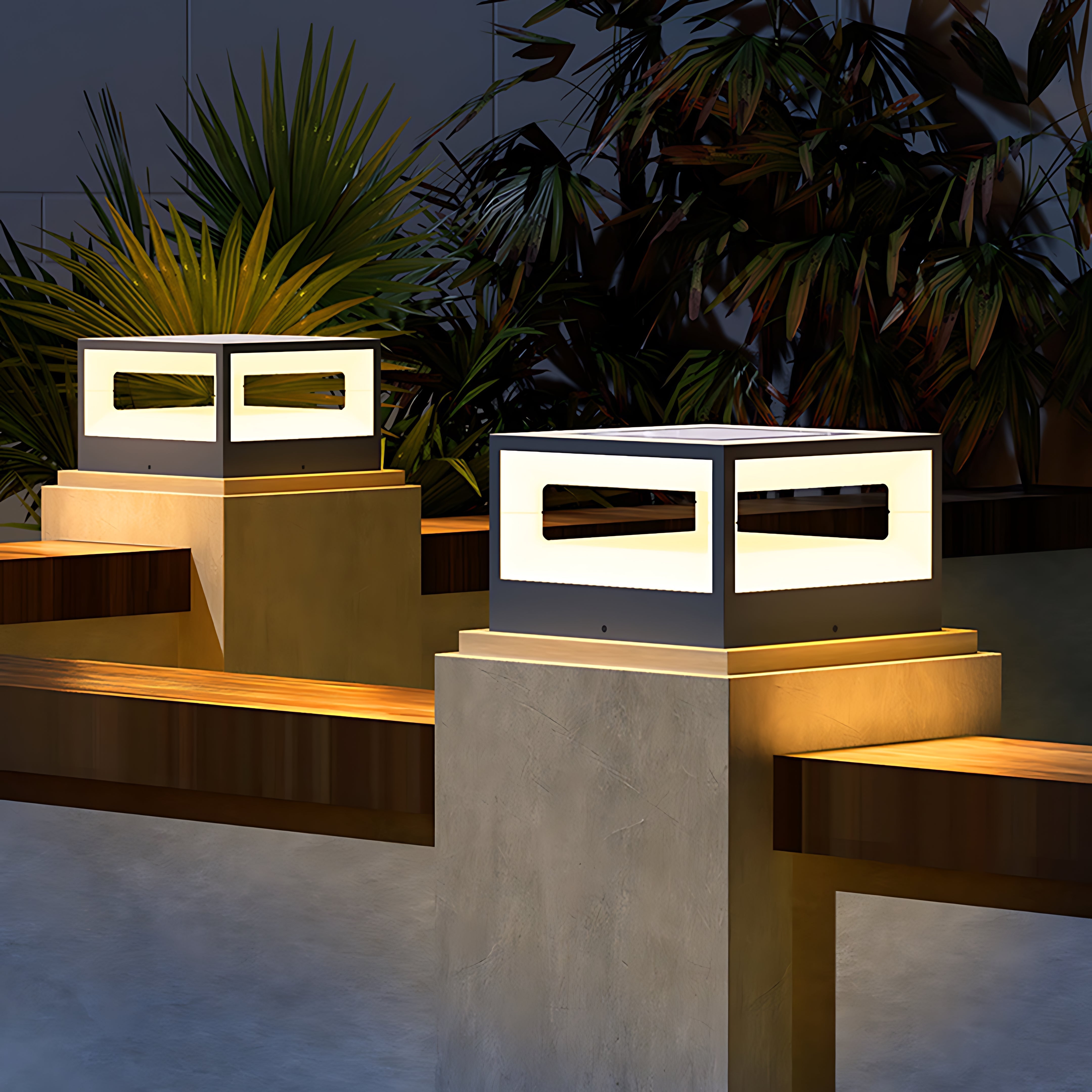 Lolass Hollow Square Stell Outdoor Pillar Light