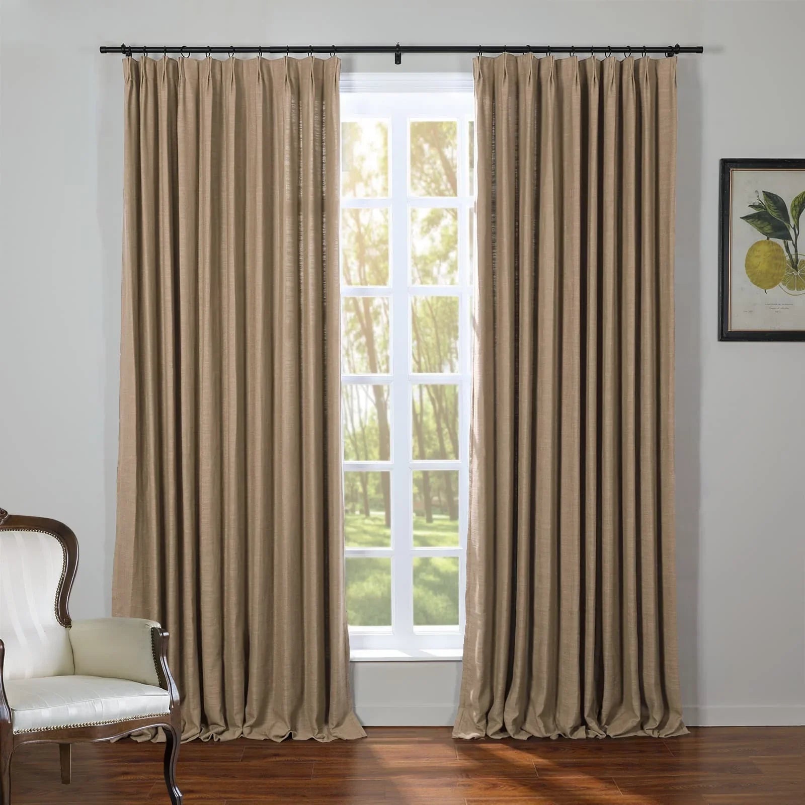 Kelly Flax Linen Curtains & Drapes Pleated-Neutral Decor