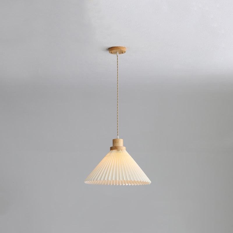 Muto Pendant Light Umbrella Shape Art, Wood, White, Bedroom - Neutral Decor