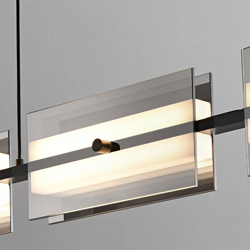 Arisha Modern Nordic Linear Copper/Glass Pendant Light, Brass/Black - Neutral Decor