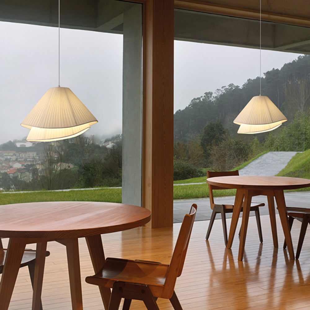 Ritta Minimalist Double Overlap Fabric LED Pendant Light, White - Neutral Decor