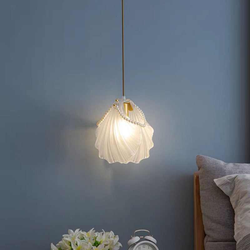 Kristy Art Deco Pearl Shell Metal/Acrylic Pendant Light, White - Neutral Decor