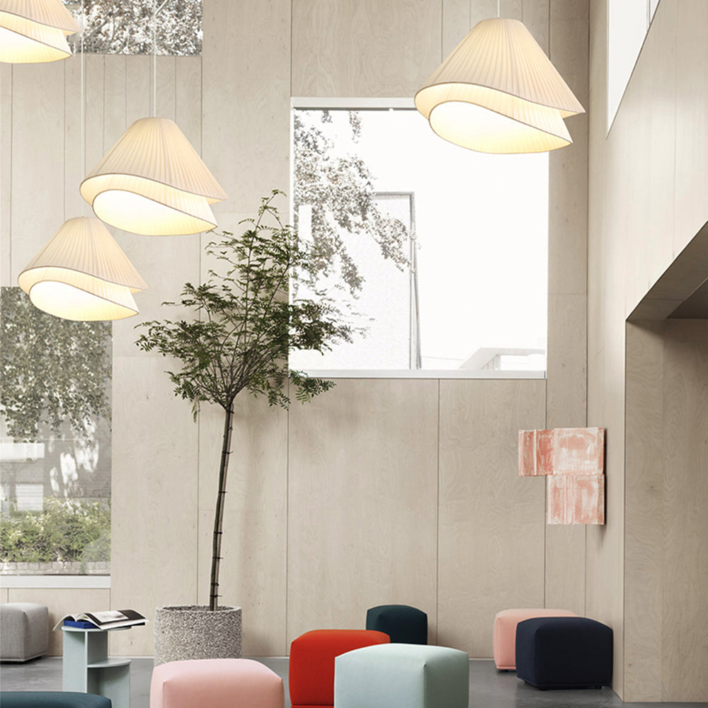 Ritta Minimalist Double Overlap Fabric LED Pendant Light, White - Neutral Decor