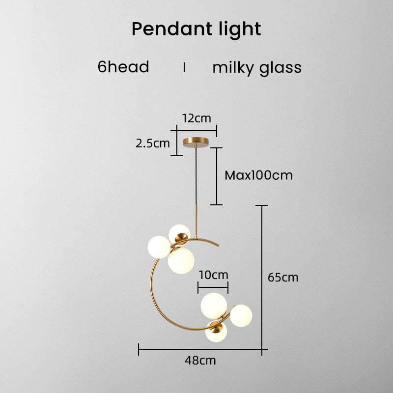 Valentina Modern Glass Globe Pendant Light, Metal & Glass, 3 Style - Neutral Decor