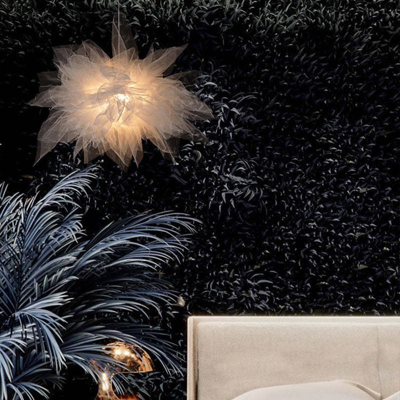 Arisha Modern Flower Fabric Pendant Light, Bedroom, White - Neutral Decor