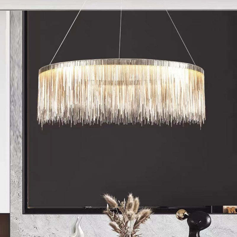 Arisha Tassel Chain Art Deco Pendant Light Silver/Gold Living Room/Hall - Neutral Decor