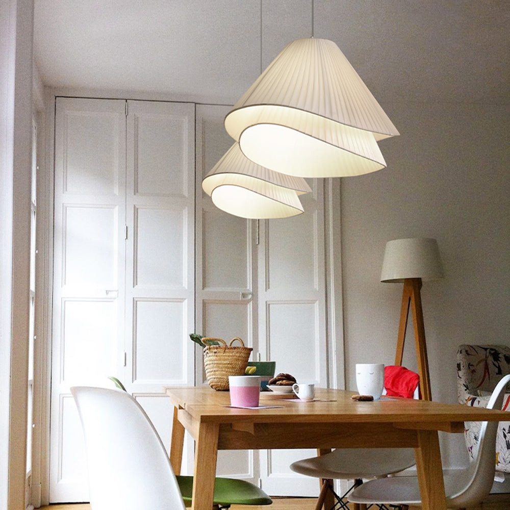 Ritta Minimalist Double Overlap Fabric LED Pendant Light, White - Neutral Decor
