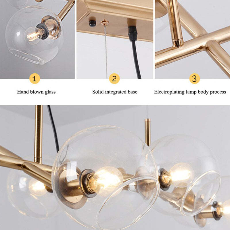 Valentina Modern Glass Globe Bubble Pendant Light Black/Gold - Neutral Decor