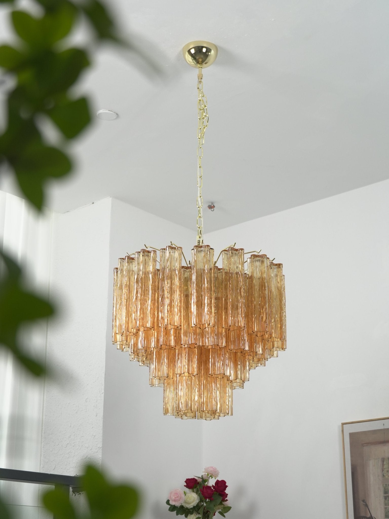 Bexy Glass Cascade Chandelier-Neutral Decor