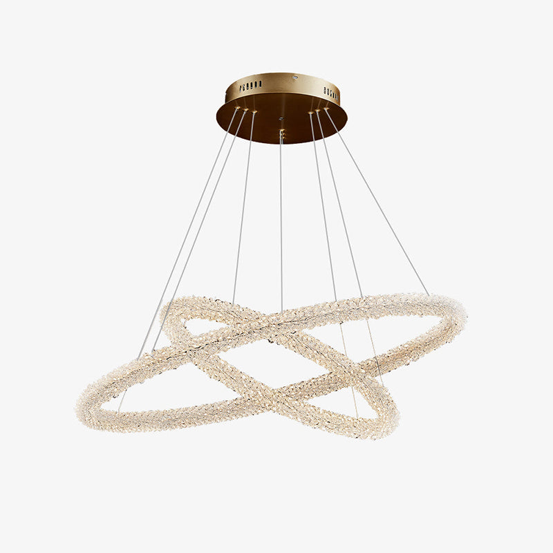Kristy Art Deco Chandelier, Metal & Crystal, 1/2/3 Ring - Neutral Decor