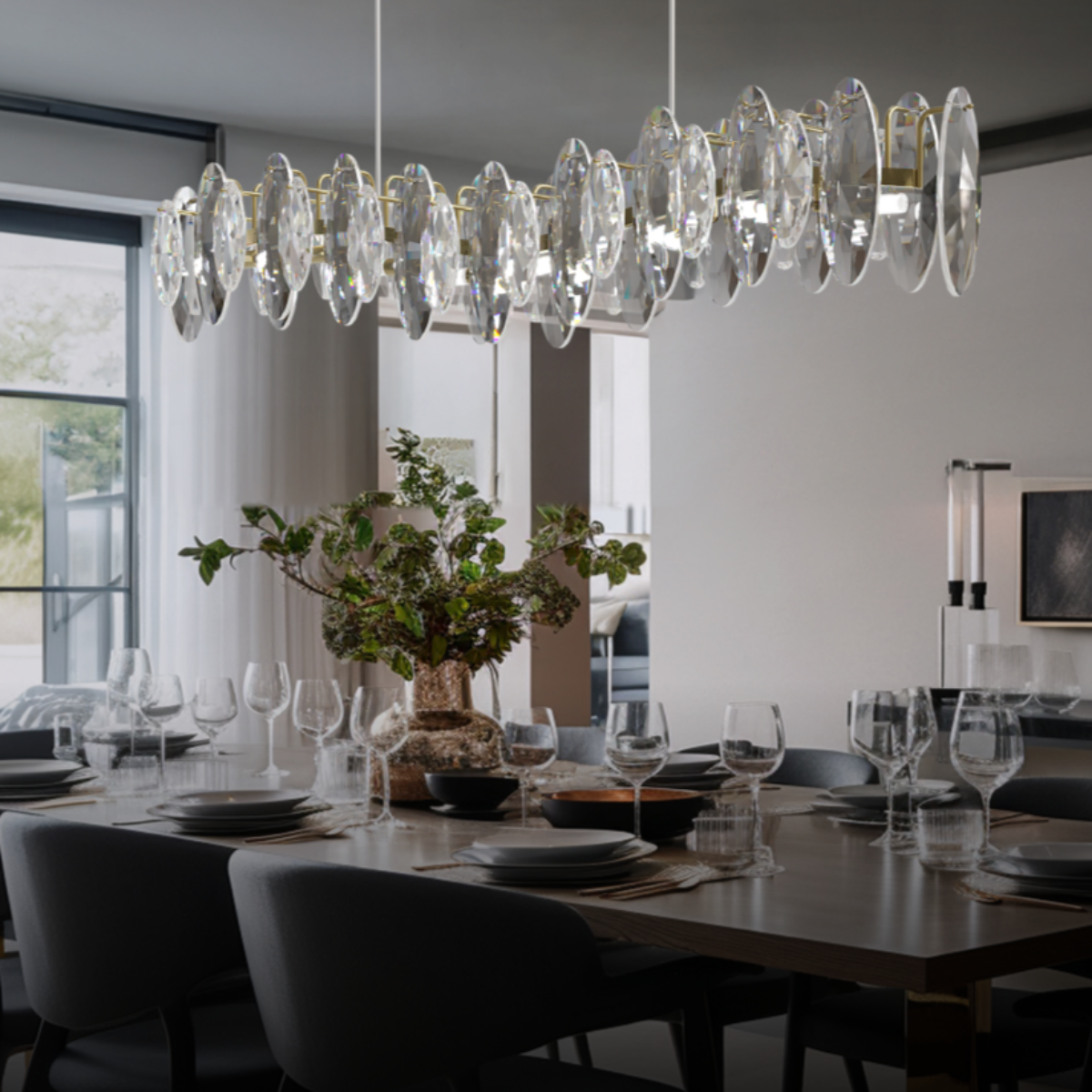 Kristy Luxurious Chandelier Crystals/Metal Gold Living Room - Neutral Decor