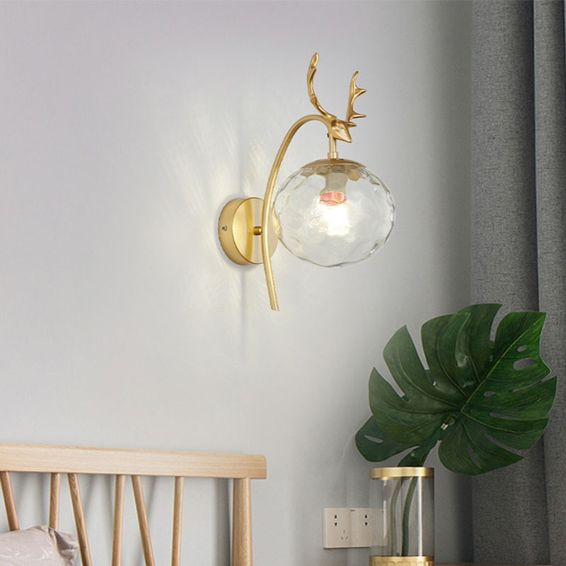 Valentina Modern Art-Deco Deer Bedside Wall Lamp, Black/Gold - Neutral Decor