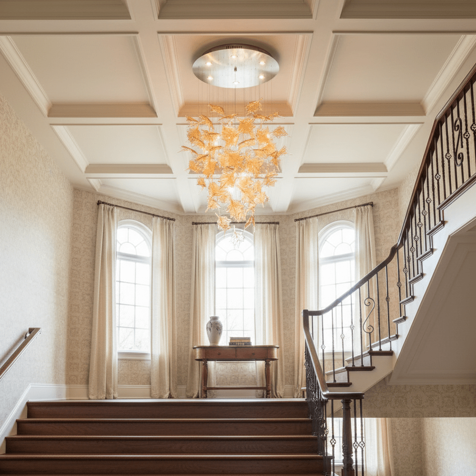 Multicolor Crystal Maple Leaf Chandelier-Neutral Decor