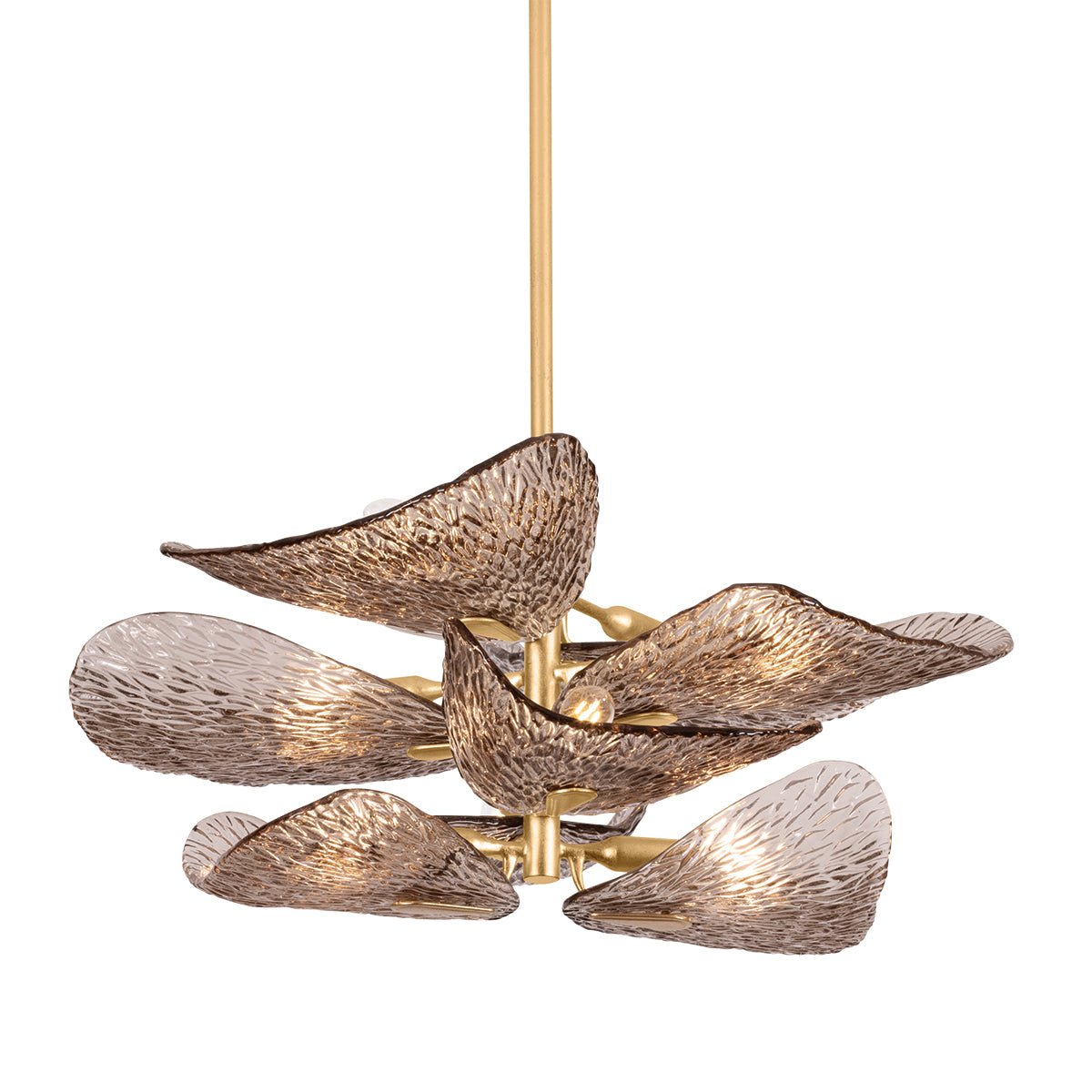 Aurora Chandelier Cardiff Piastra Glass Petal Layered Bronze-Neutral Decor