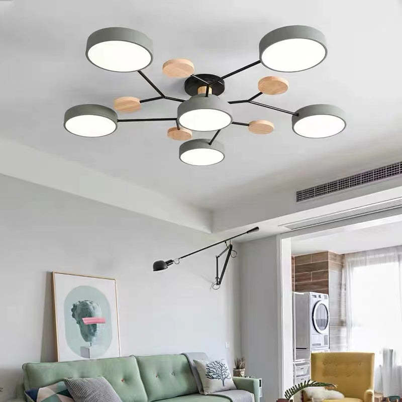 Arisha Ceiling Light, Wood Round for Living Room - Neutral Decor