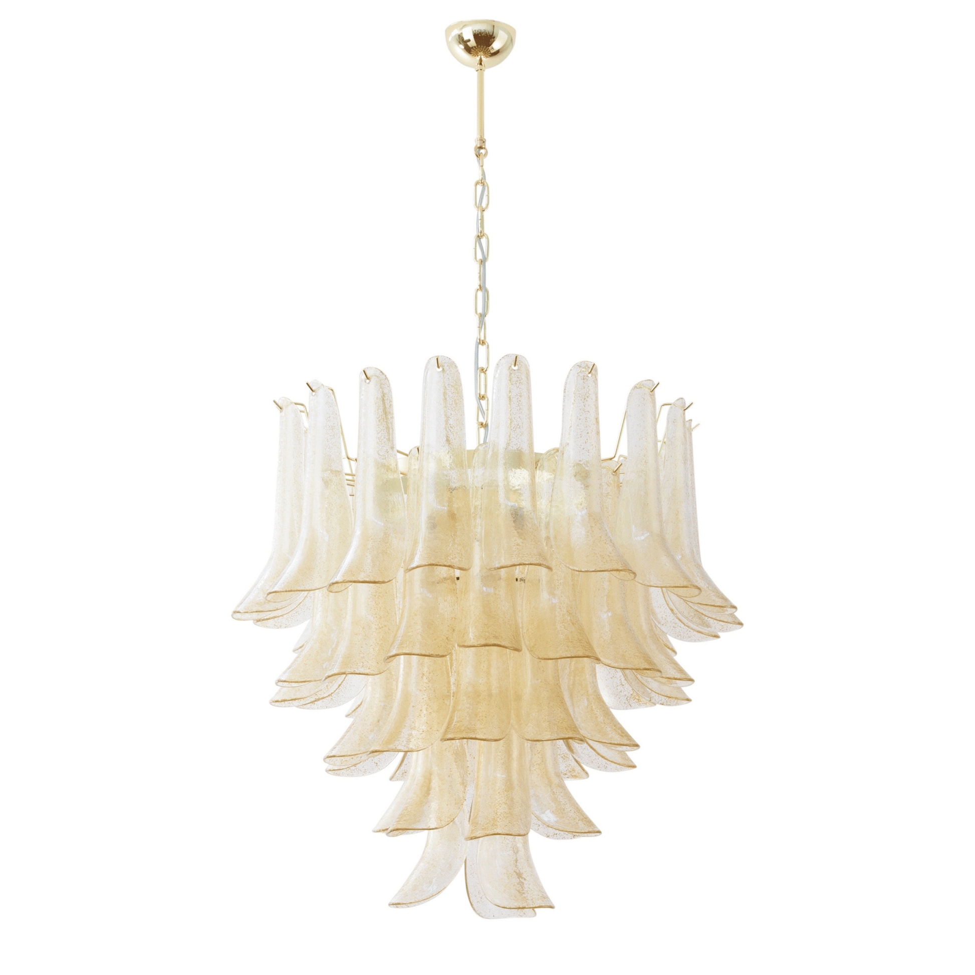 Aurora Chandelier Amber Lily Murano Glass Layered Centerpiece-Neutral Decor