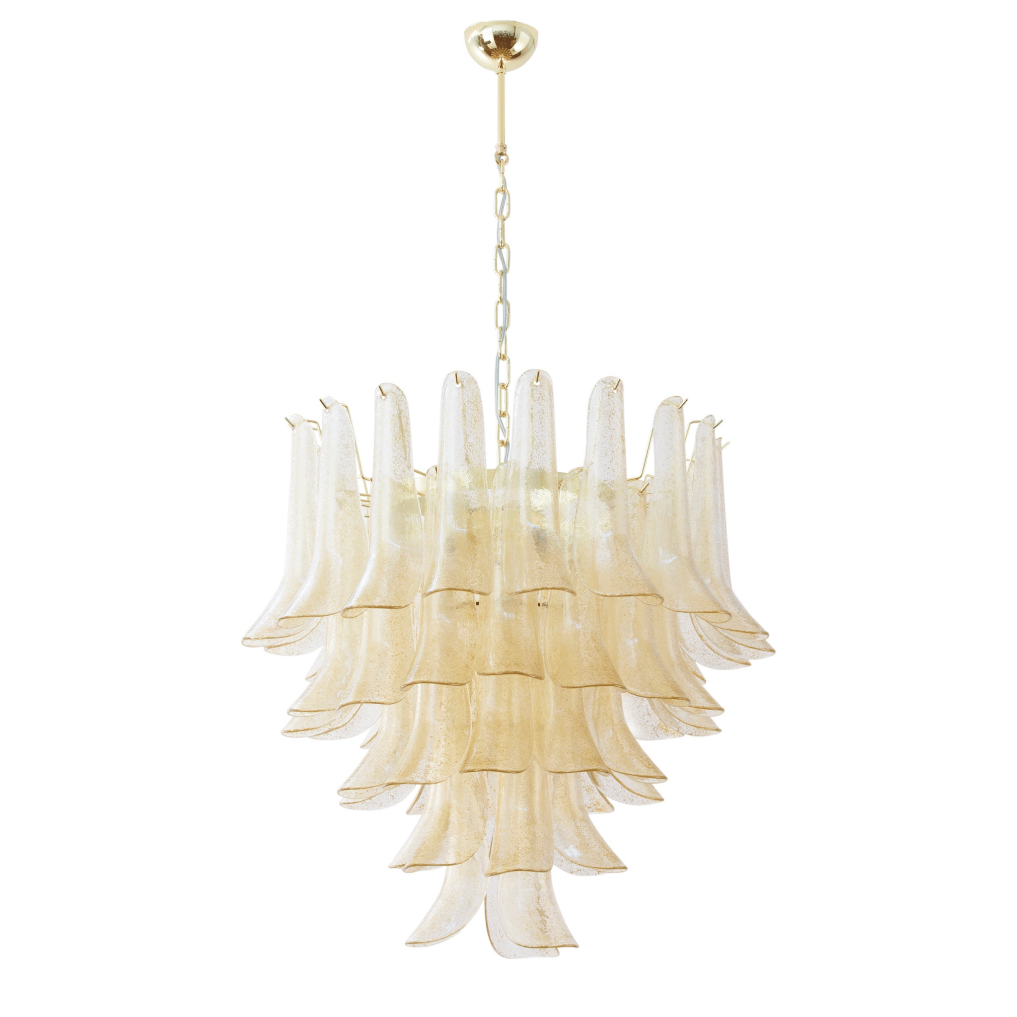 Aurora Chandelier Amber Lily Murano Glass Layered Centerpiece-Neutral Decor