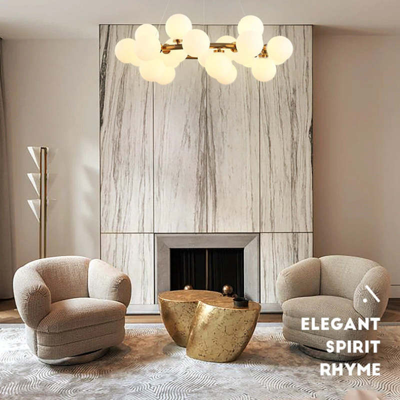 Valentina Bass Glass Bubble Golden Chandelier - Neutral Decor