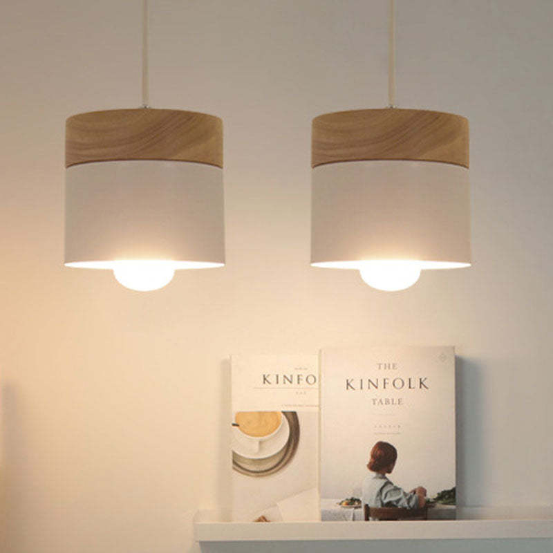 Valentina Modern Can Shape Metal/Wood Pendant Light - Neutral Decor