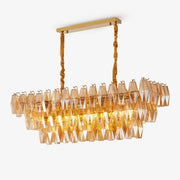 Aurora Chandelier Amber Prism Glass Rectangular Layered-Neutral Decor