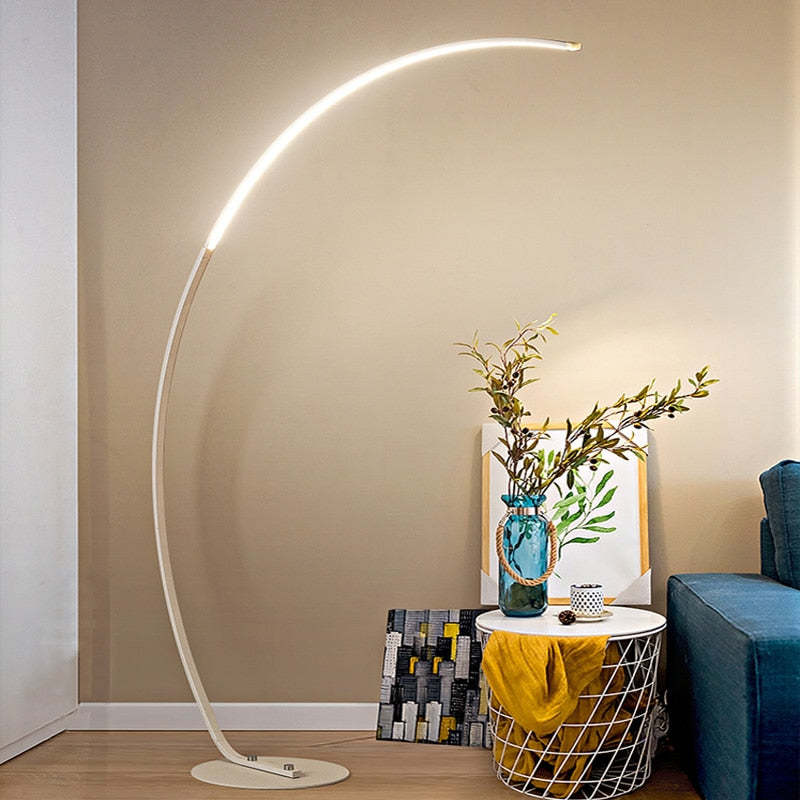 Mira Modern Arc LED Floor Lamp, Black/White, Metal/Silicon - Neutral Decor