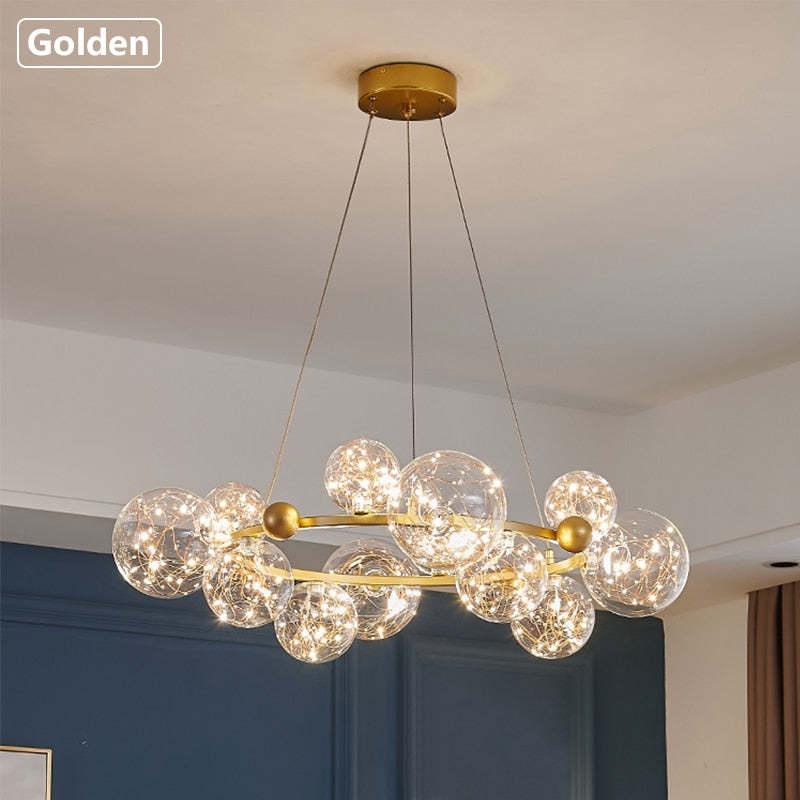 Valentina Art Deco Luminous Sphere Cluster Glass Pendant Light - Neutral Decor