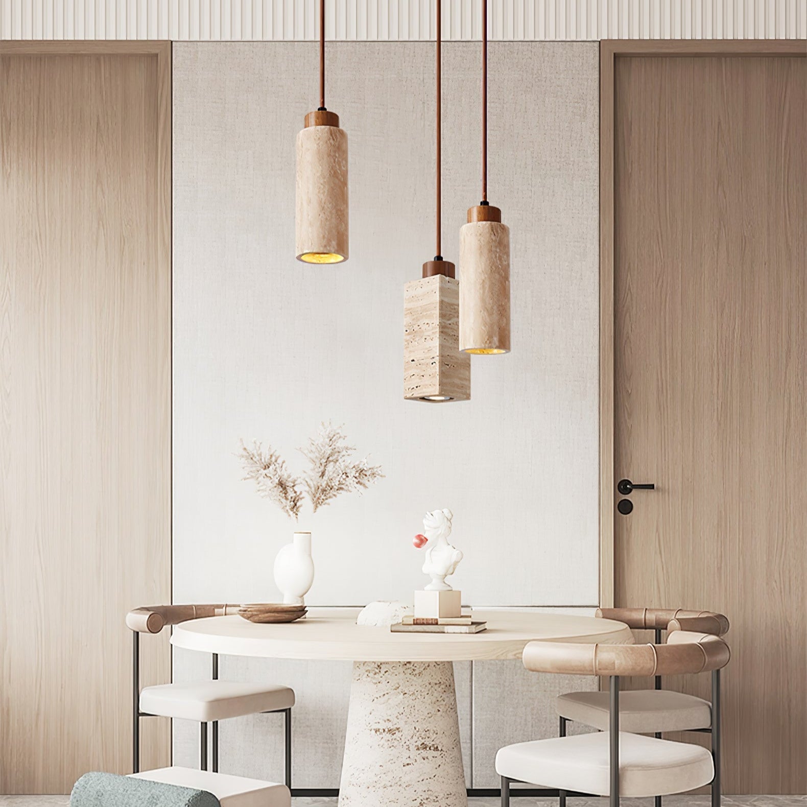 Avloris Travertine Pendant Light-Neutral Decor