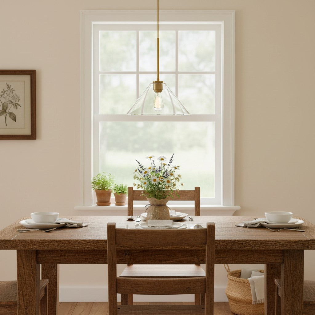 Cone Milk Clear Glass Cone Pendant Light for Kitchen-Neutral Decor