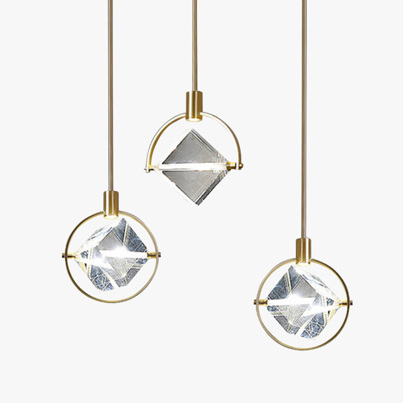 Kristy Modern Luxury Geometry Metal/Crystal Pendant Light, Gold - Neutral Decor