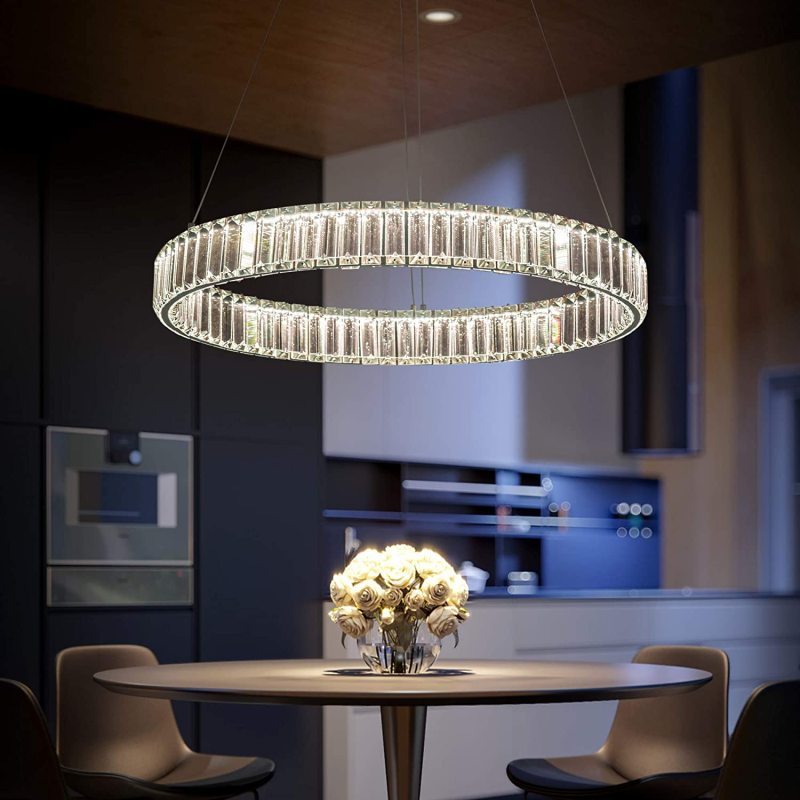 Kristy Elegant Round Crystal Chandelier, Clear - Neutral Decor
