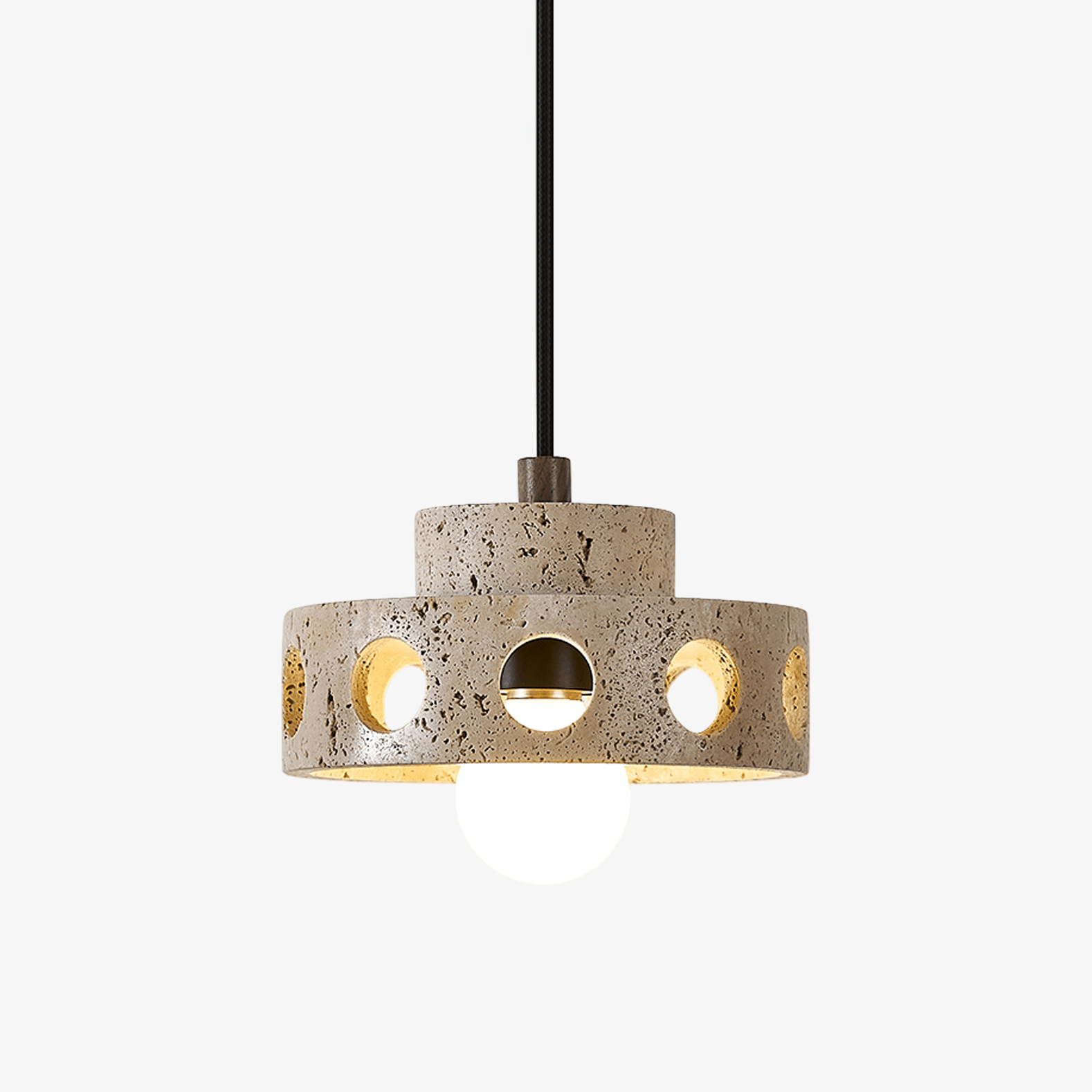 Bria Hollow Natural Yellow Travertine Pendant Lamp-Neutral Decor
